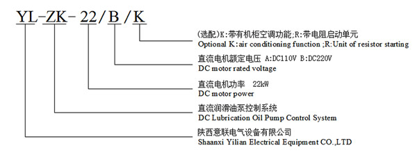 微机型直流油泵控制柜型号说明图